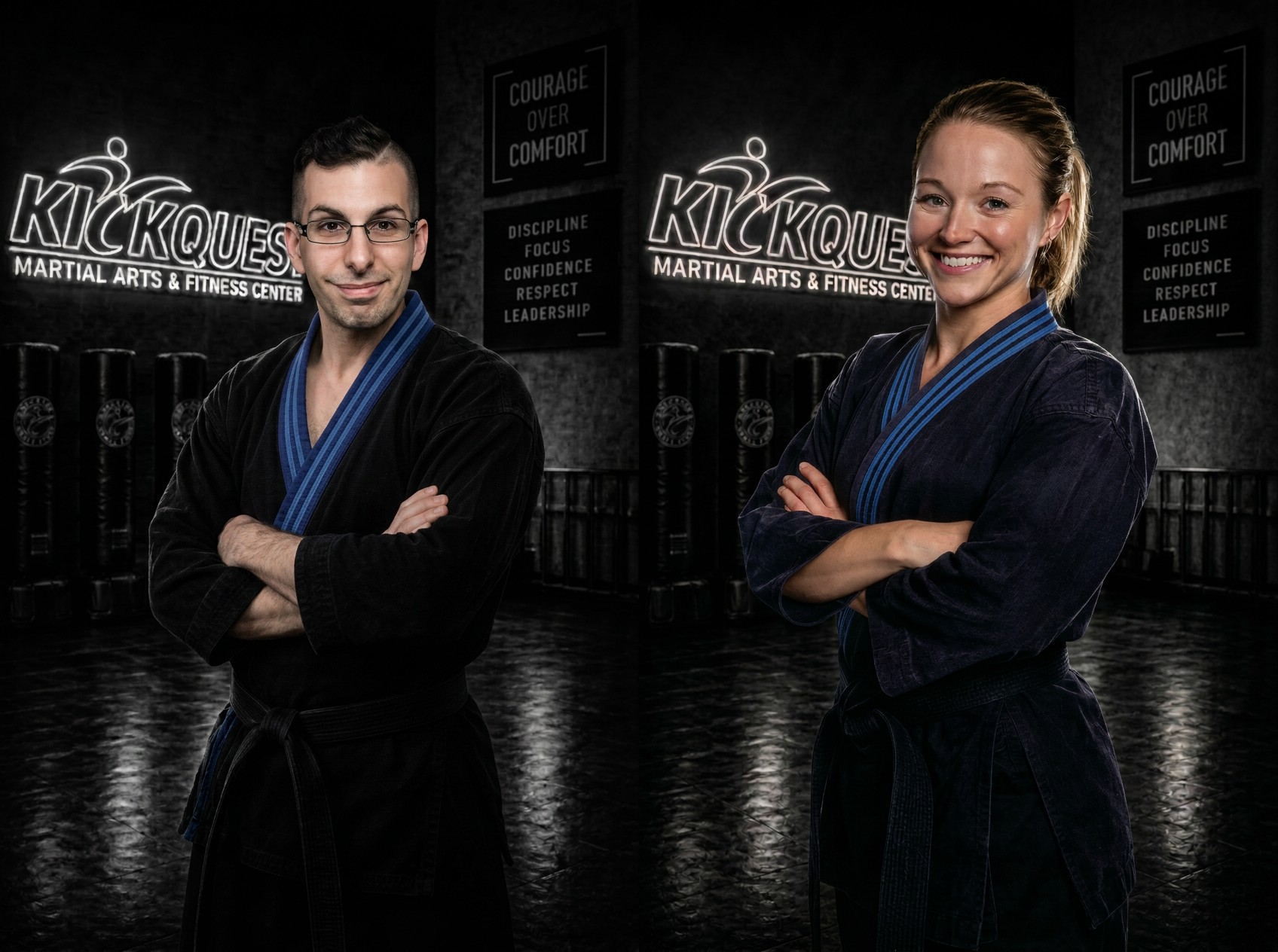 Mr. and Mrs. Epstein, owners and head instructors at KickQuest